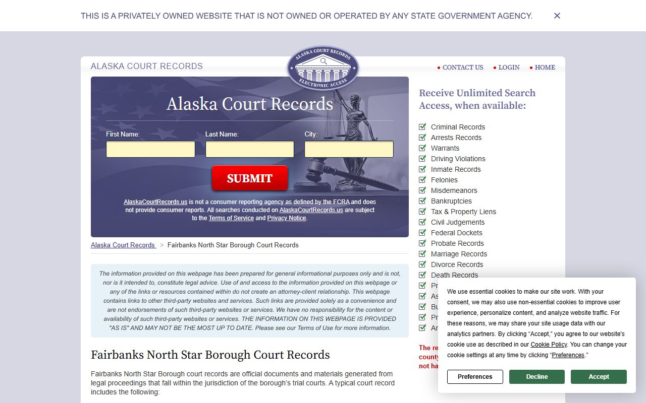 Fairbanks North Star Borough Obituary Records - Court Records Search Portal