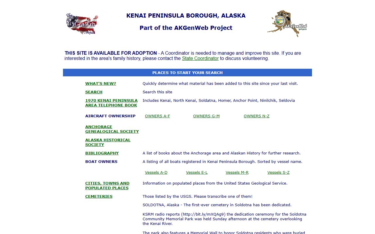 Kenai Peninsula Borough Obituary Records - AKGenWeb research portal