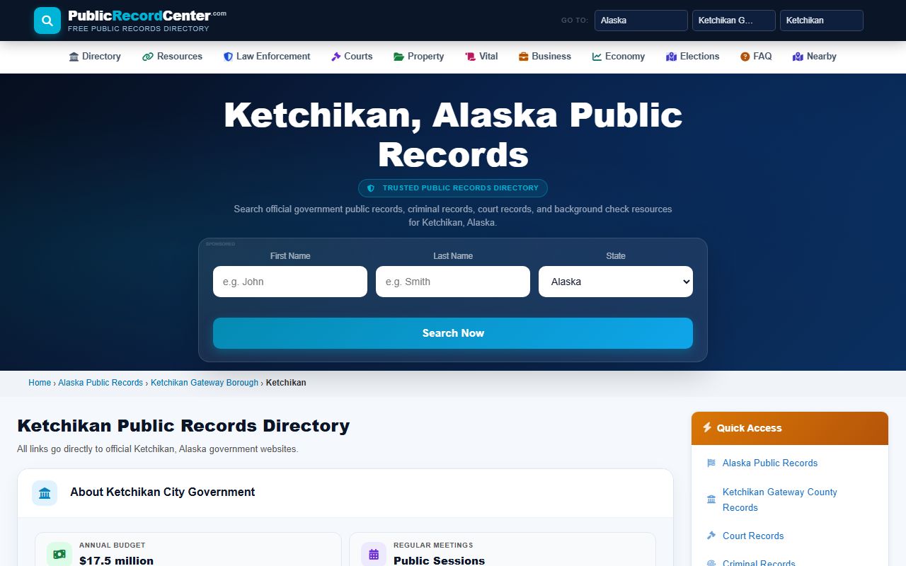 Ketchikan Gateway Borough Obituary Records - records directory and access guide