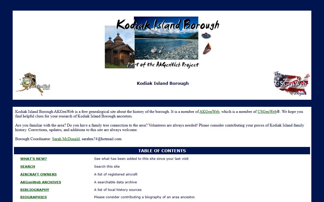 Kodiak Island Borough Obituary Records - AKGenWeb genealogy portal