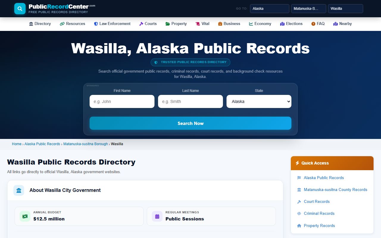Matanuska-Susitna Borough Obituary Records - Wasilla public records access