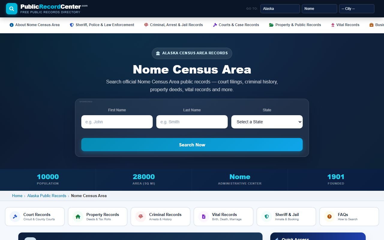 Nome Census Area Obituary Records - public records access