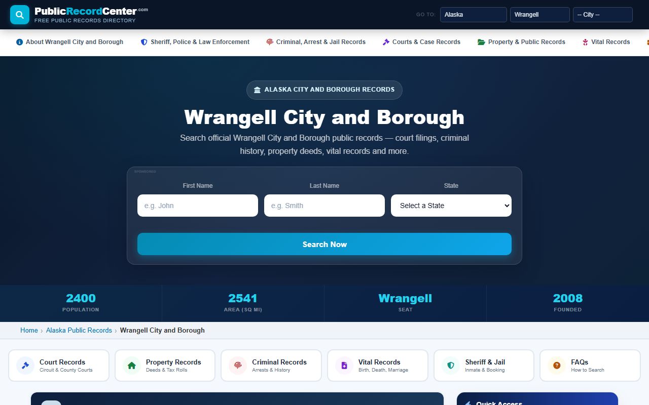 Wrangell City and Borough obituary records vital statistics