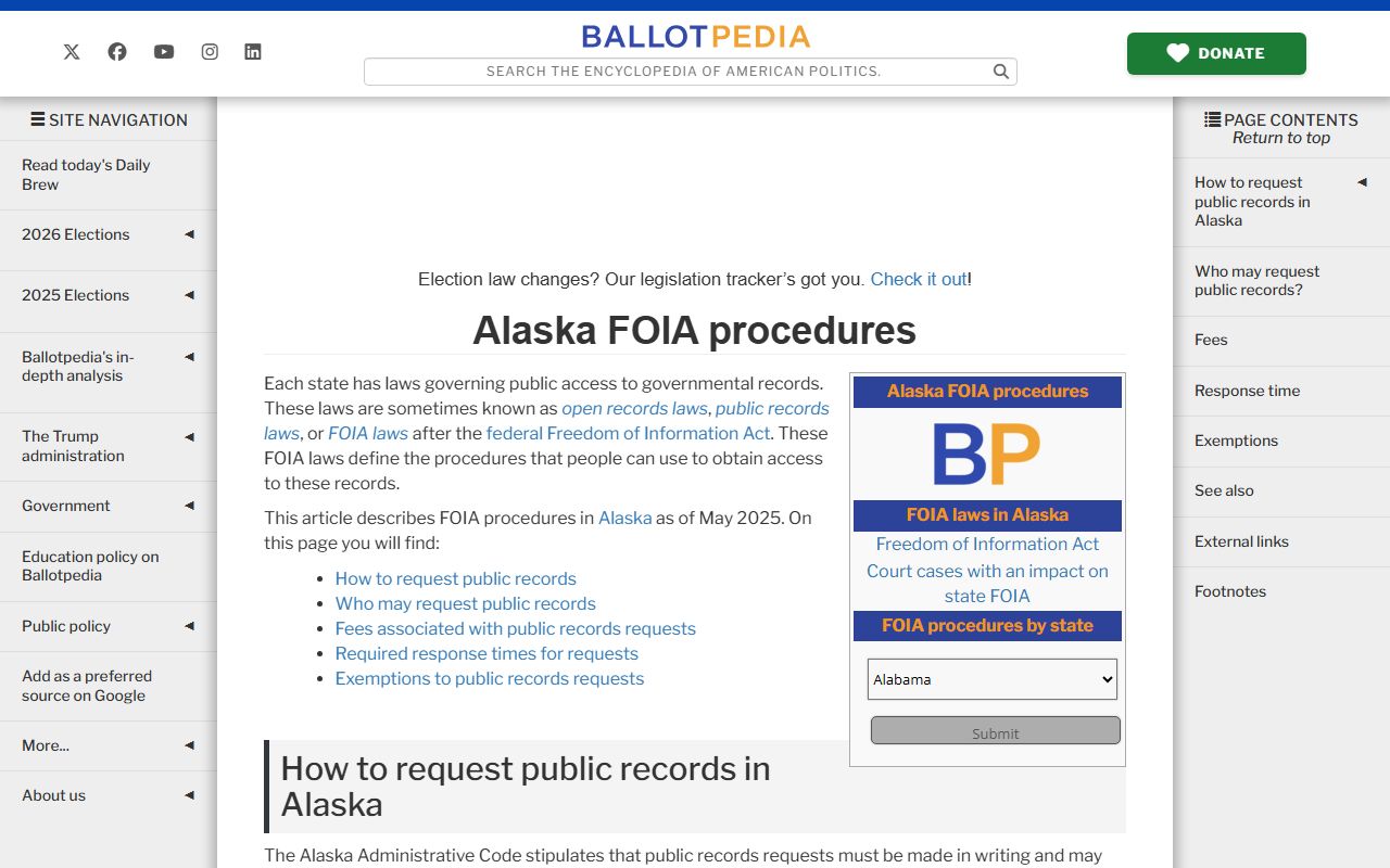 Alaska Obituary Records - Alaska FOIA and public records procedures