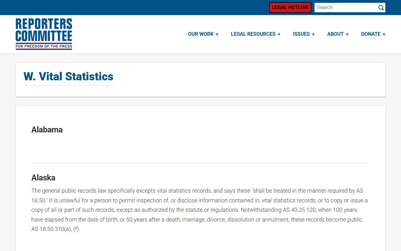 Alaska Obituary Records - Alaska Public Records Act vital statistics exemptions
